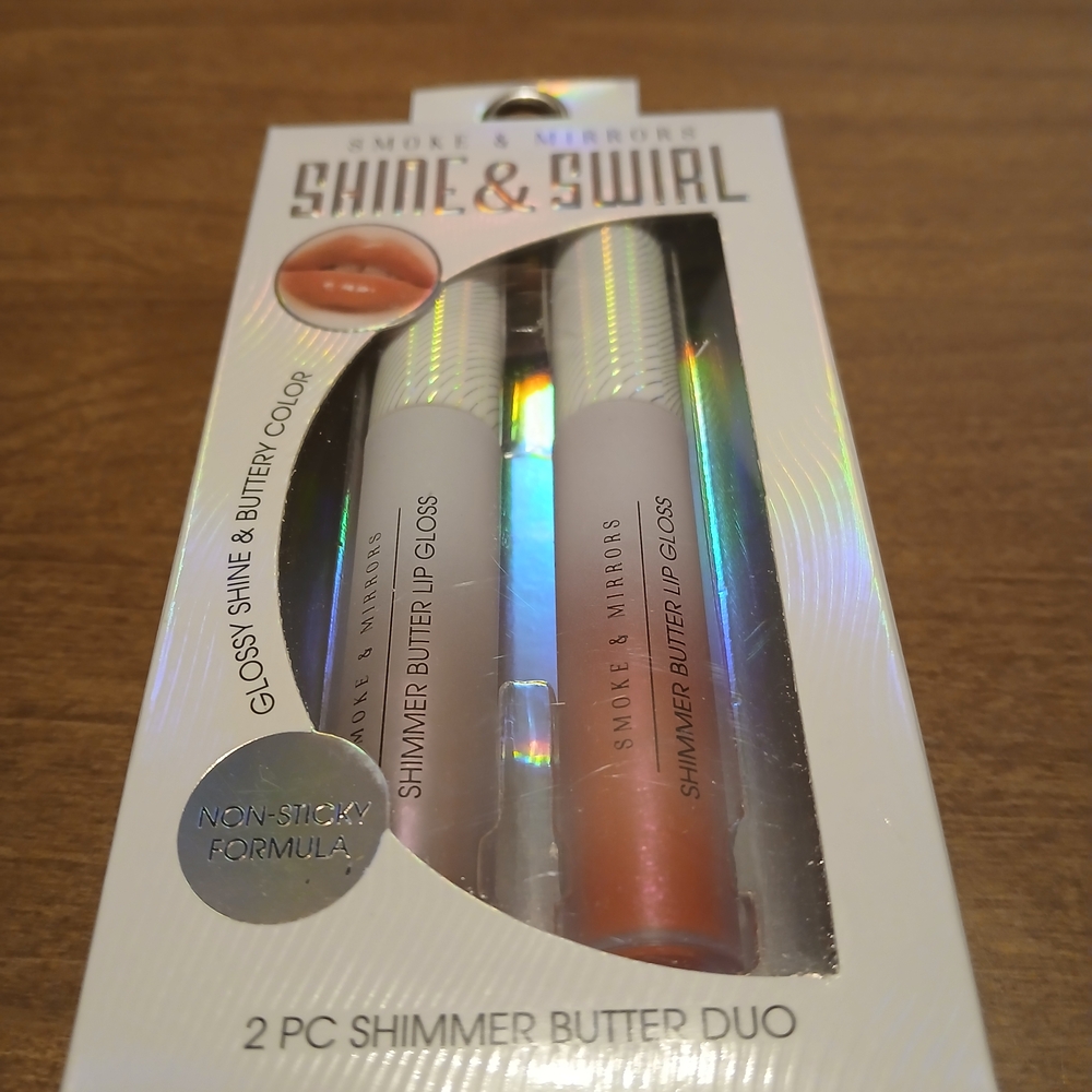 Shine & Swirl Lip Gloss Set - Silver and Pink